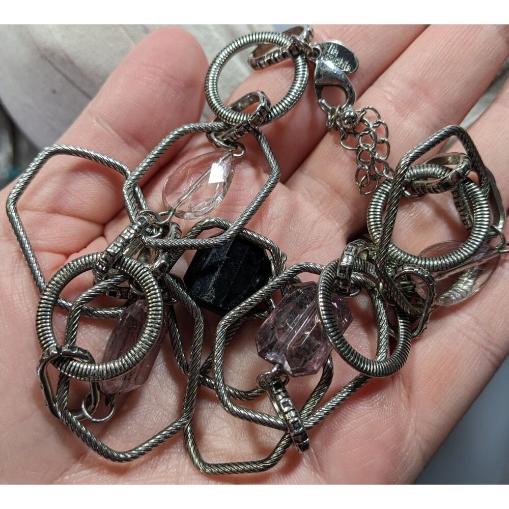 Lia Sophia Vault Black And Lavender Gemmed Chain Necklace - Picture 3 of 5